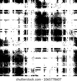 Abstract grunge grid stripe halftone background pattern. Black and white line vector illustration
