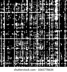 Abstract grunge grid stripe halftone background pattern. Black and white line vector illustration
