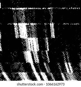 Abstract grunge grid stripe halftone background pattern. Black and white line vector illustration
