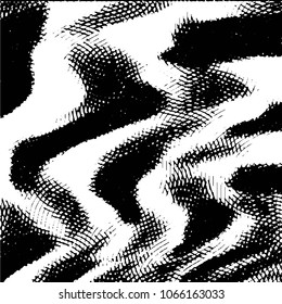 Abstract grunge grid stripe halftone background pattern. Black and white line vector illustration
