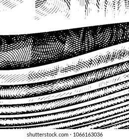 Abstract grunge grid stripe halftone background pattern. Black and white line vector illustration
