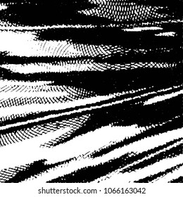 Abstract grunge grid stripe halftone background pattern. Black and white line vector illustration
