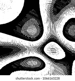 Abstract grunge grid stripe halftone background pattern. Black and white line vector illustration
