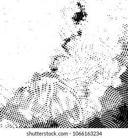 Abstract grunge grid stripe halftone background pattern. Black and white line vector illustration
