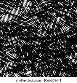 Abstract grunge grid stripe halftone background pattern. Black and white line vector illustration
