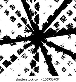 Abstract grunge grid stripe halftone background pattern. Black and white line vector illustration
