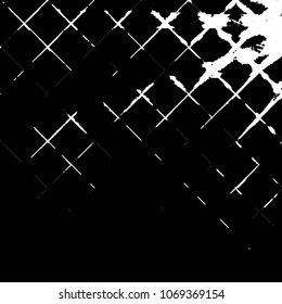 Abstract grunge grid stripe halftone background pattern. Black and white line vector illustration
