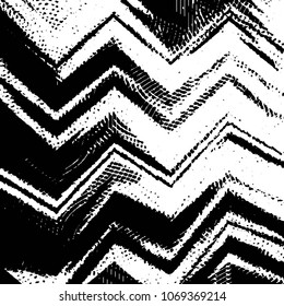 Abstract grunge grid stripe halftone background pattern. Black and white line vector illustration
