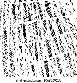 Abstract grunge grid stripe halftone background pattern. Black and white line vector illustration
