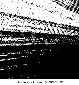 Abstract grunge grid stripe halftone background pattern. Black and white line vector illustration
