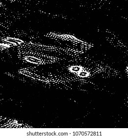 Abstract grunge grid stripe halftone background pattern. Black and white line vector illustration
