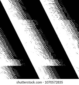 Abstract grunge grid stripe halftone background pattern. Black and white line vector illustration
