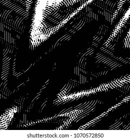 Abstract grunge grid stripe halftone background pattern. Black and white line vector illustration
