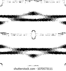 Abstract grunge grid stripe halftone background pattern. Black and white line vector illustration
