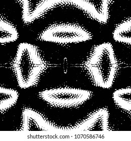 Abstract grunge grid stripe halftone background pattern. Black and white line vector illustration
