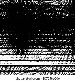 Abstract grunge grid stripe halftone background pattern. Black and white line vector illustration
