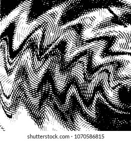 Abstract grunge grid stripe halftone background pattern. Black and white line vector illustration
