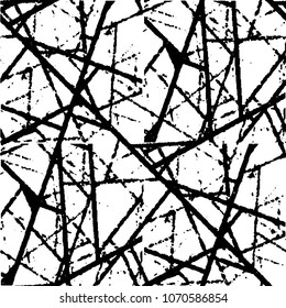 Abstract grunge grid stripe halftone background pattern. Black and white line vector illustration
