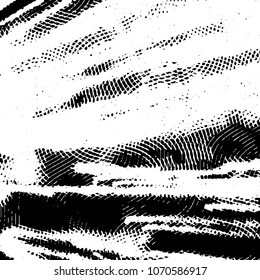 Abstract grunge grid stripe halftone background pattern. Black and white line vector illustration
