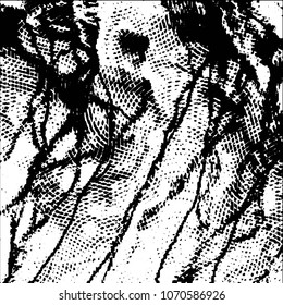 Abstract grunge grid stripe halftone background pattern. Black and white line vector illustration
