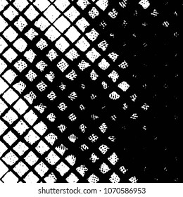 Abstract grunge grid stripe halftone background pattern. Black and white line vector illustration
