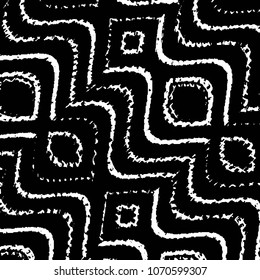 Abstract grunge grid stripe halftone background pattern. Black and white line vector illustration
