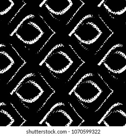 Abstract grunge grid stripe halftone background pattern. Black and white line vector illustration
