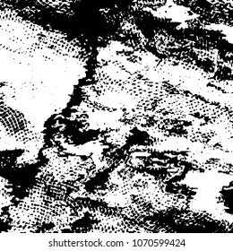 Abstract grunge grid stripe halftone background pattern. Black and white line vector illustration
