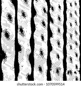 Abstract grunge grid stripe halftone background pattern. Black and white line vector illustration
