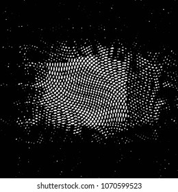 Abstract grunge grid stripe halftone background pattern. Black and white line vector illustration
