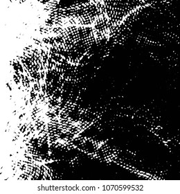 Abstract grunge grid stripe halftone background pattern. Black and white line vector illustration
