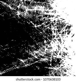 Abstract grunge grid stripe halftone background pattern. Black and white line vector illustration
