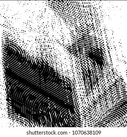 Abstract grunge grid stripe halftone background pattern. Black and white line vector illustration
