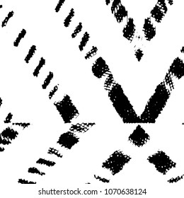 Abstract grunge grid stripe halftone background pattern. Black and white line vector illustration
