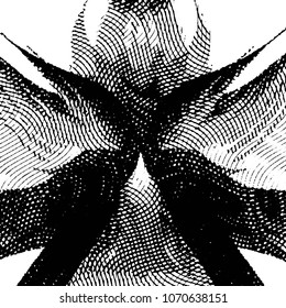 Abstract grunge grid stripe halftone background pattern. Black and white line vector illustration
