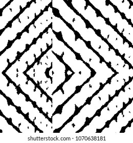 Abstract grunge grid stripe halftone background pattern. Black and white line vector illustration
