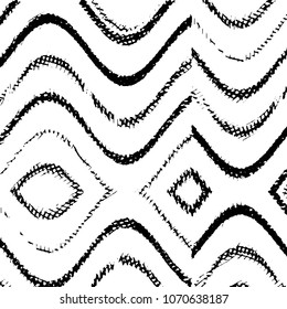 Abstract grunge grid stripe halftone background pattern. Black and white line vector illustration
