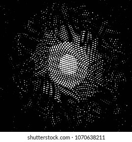 Abstract grunge grid stripe halftone background pattern. Black and white line vector illustration
