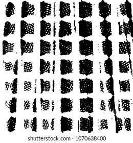 Abstract grunge grid stripe halftone background pattern. Black and white line vector illustration

