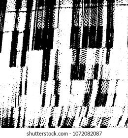 Abstract grunge grid stripe halftone background pattern. Black and white line vector illustration
