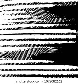 Abstract grunge grid stripe halftone background pattern. Black and white line vector illustration
