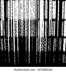 Abstract grunge grid stripe halftone background pattern. Black and white line vector illustration

