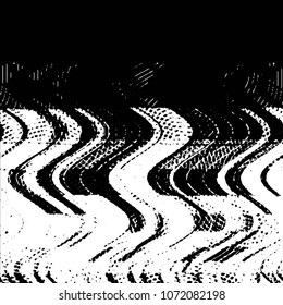 Abstract grunge grid stripe halftone background pattern. Black and white line vector illustration
