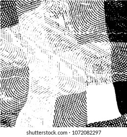 Abstract grunge grid stripe halftone background pattern. Black and white line vector illustration
