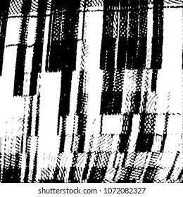 Abstract grunge grid stripe halftone background pattern. Black and white line vector illustration
