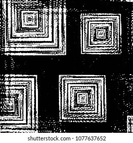 Abstract grunge grid stripe halftone background pattern. Black and white line vector illustration
