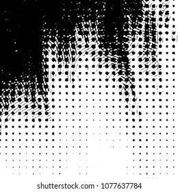 Abstract grunge grid stripe halftone background pattern. Black and white line vector illustration