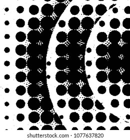 Abstract grunge grid stripe halftone background pattern. Black and white line vector illustration
