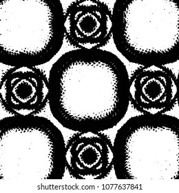 Abstract grunge grid stripe halftone background pattern. Black and white line vector illustration