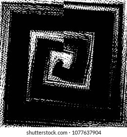 Abstract grunge grid stripe halftone background pattern. Black and white line vector illustration
